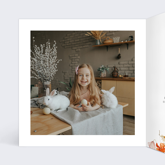 Faire-part baptême Éveil des Fleurs Intérieur Gauche