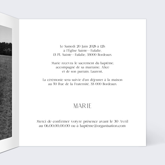 Faire-part Baptême Couronne chic simple