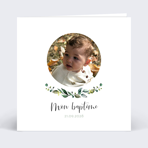 Faire-part baptême Couronne Eucalyptus