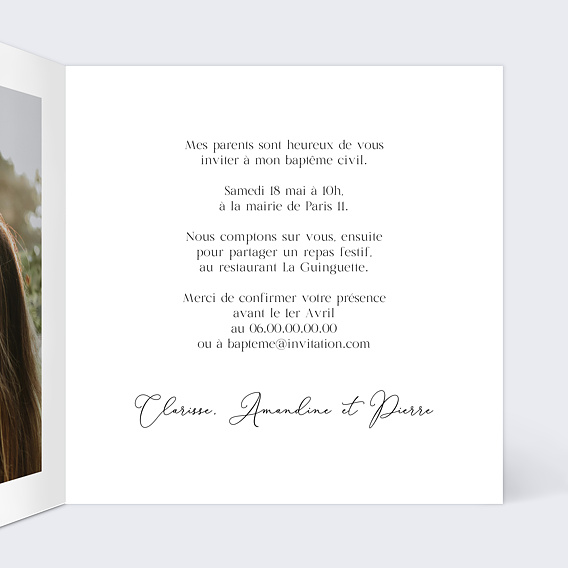 Faire-part baptême Cadre minimaliste chic Intérieur Droit