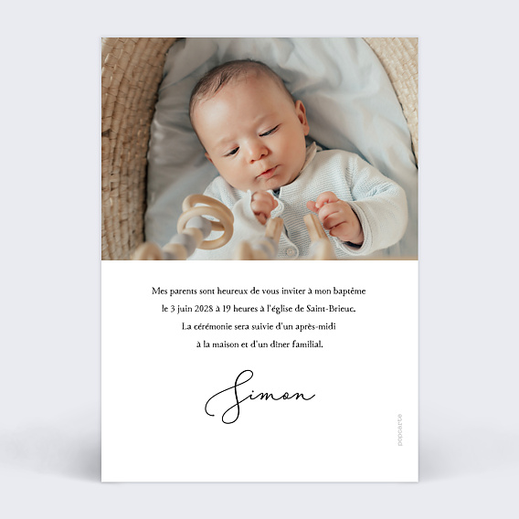 Faire-part baptême Scrapbooking Verso