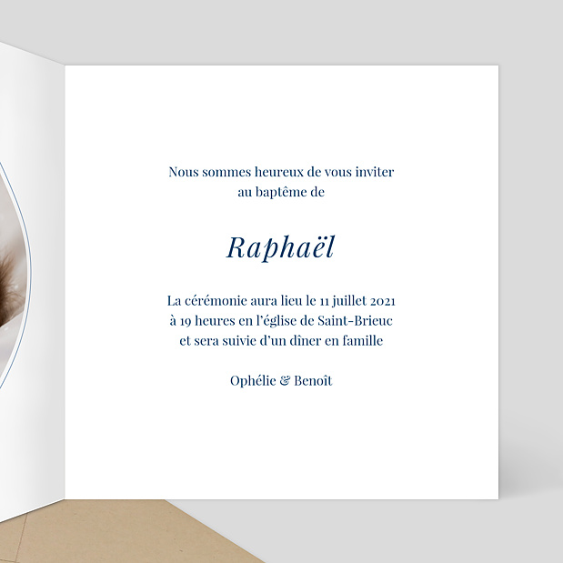 Faire-part de Baptême Baby Fox Intérieur Droit