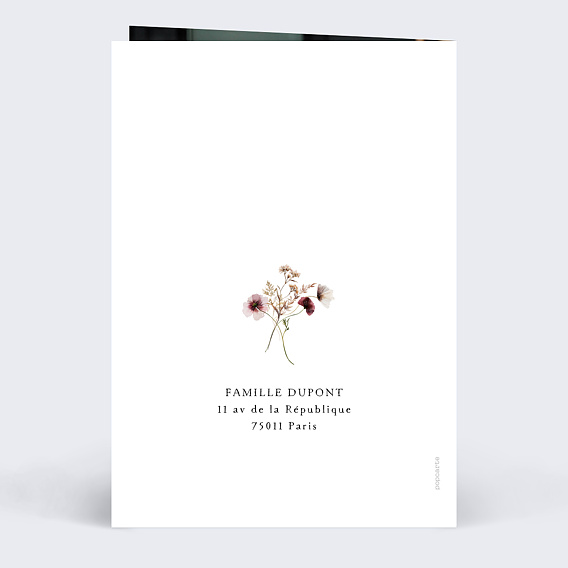 Faire-part baptême Couronne de Fleurs Sauvages Verso