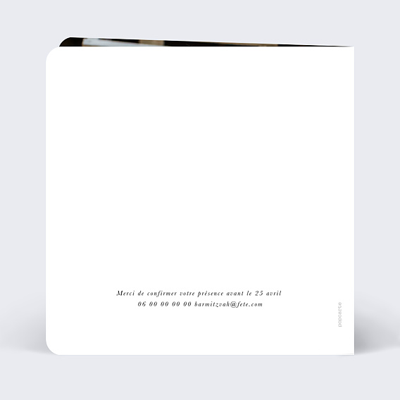 Faire-part bar mitzvah Couronne Ovale Fleurie Verso