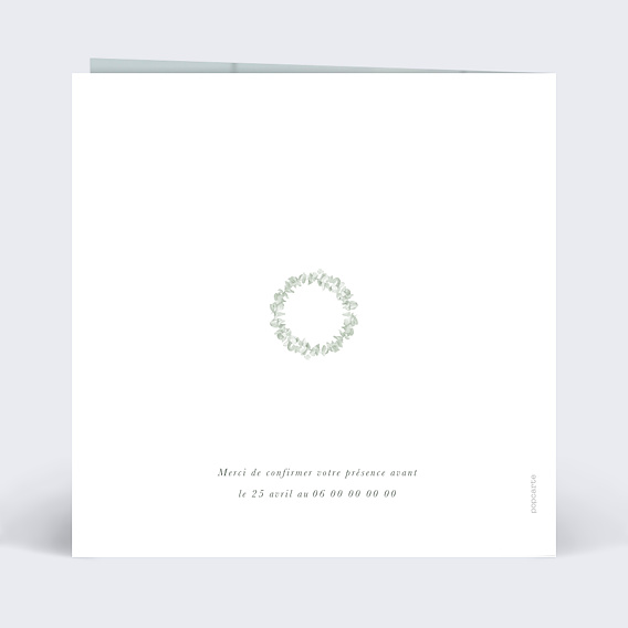 Faire-part bar mitzvah Couronne Eucalyptus Aquarelle Verso