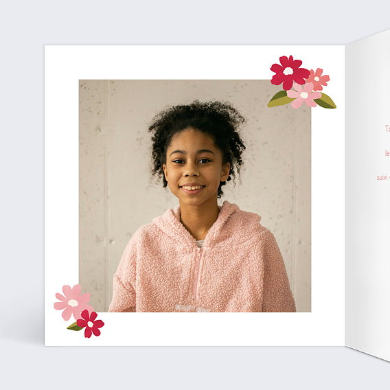 Faire-part bar mitzvah Couronne de Bégonias Intérieur Gauche