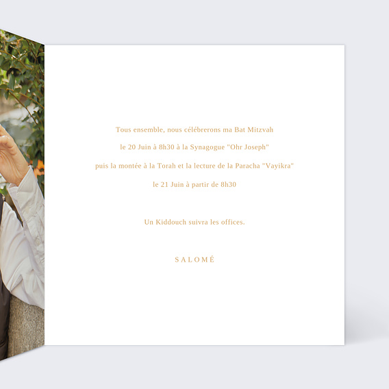 Faire-part bar mitzvah Mazel Tov Intérieur Droit