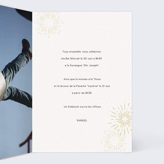 Faire-part bar mitzvah Joyeuses Explosions Intérieur Droit