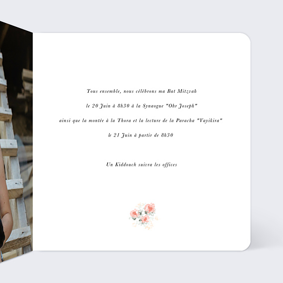Faire-part bar mitzvah Couronne Ovale Fleurie