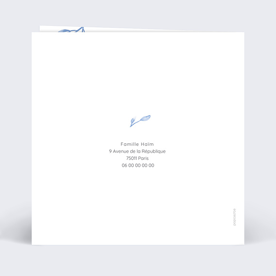 Faire-part bar mitzvah Bleuet Verso