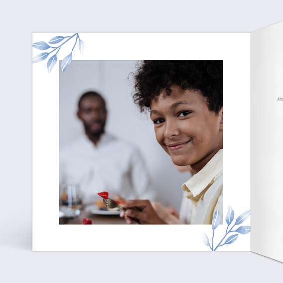 Faire-part bar mitzvah Bleuet Intérieur Gauche