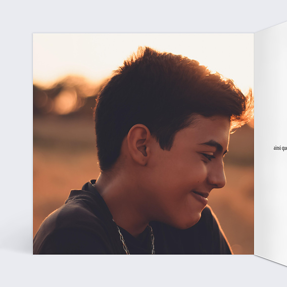 Faire-part bar mitzvah Couronne Ocre Eucalyptus Intérieur Gauche