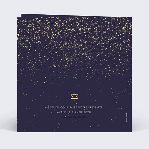 Faire-part bar mitzvah Pluie de Fête Verso