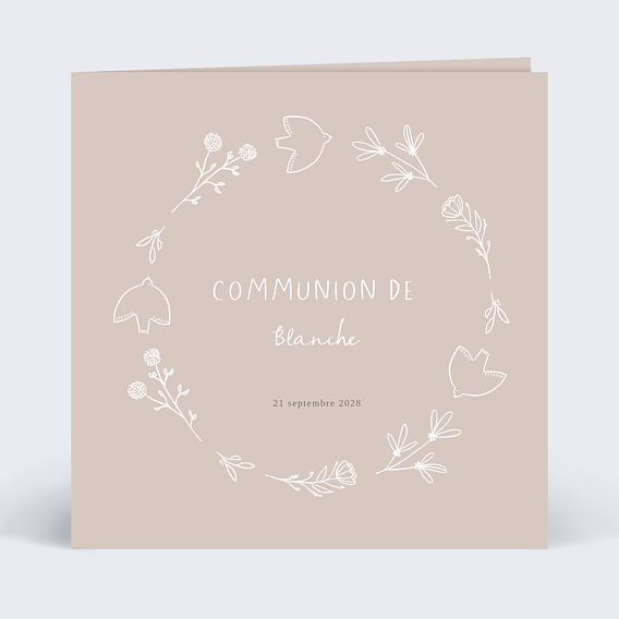 Faire-part Communion Colombe au Crayon