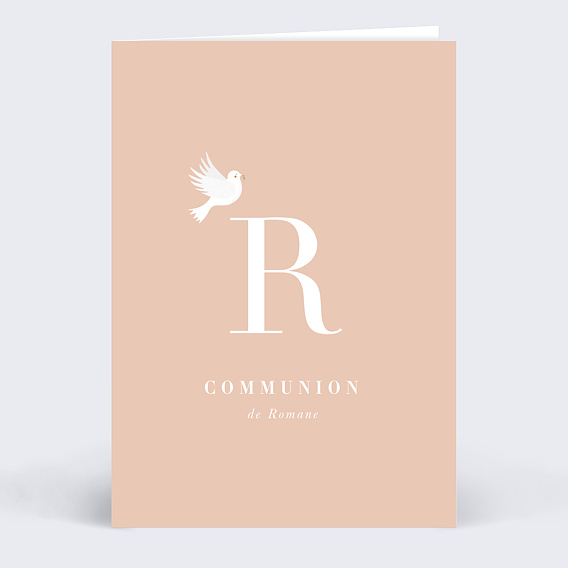 Faire-part communion Colombe Lettrine