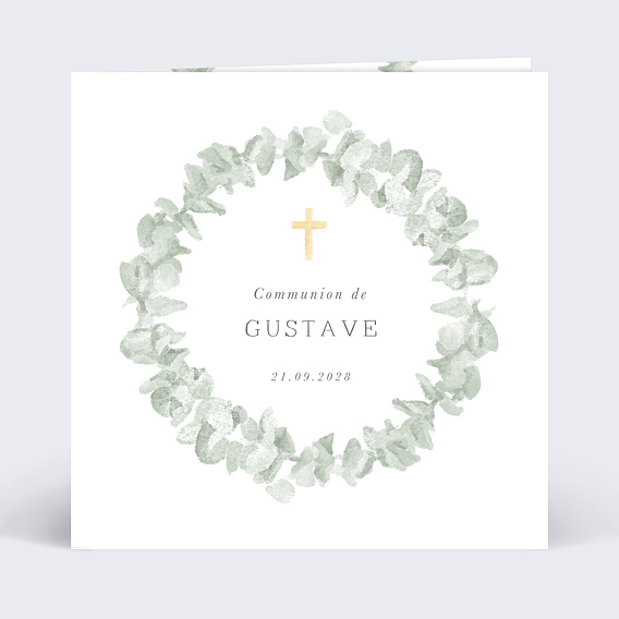 Faire-part communion Couronne avec Croix