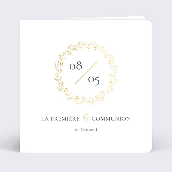 Faire-part communion Couronne Dorée
