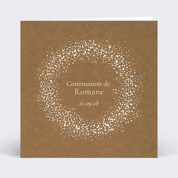 Faire-part communion Couronne Gypsophile