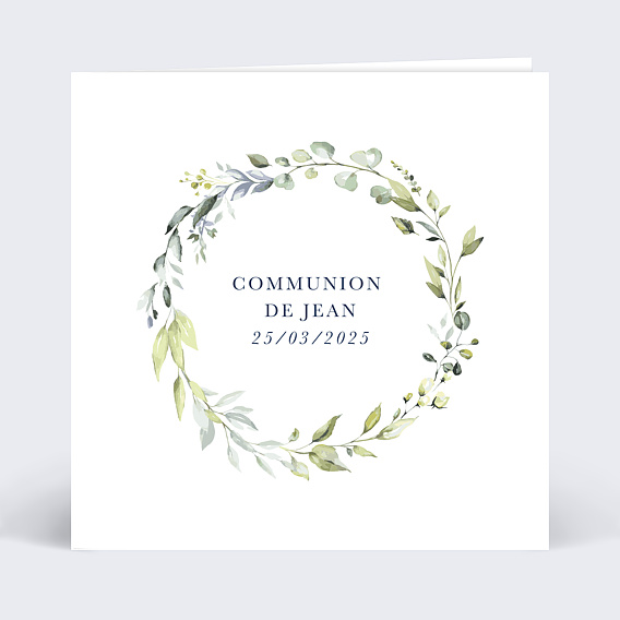 Faire-part communion Couronne végétale
