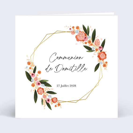 Faire-part Communion Hexagone Champêtre