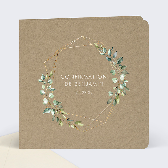 Faire-part Communion Nature Kraft Confirmation 