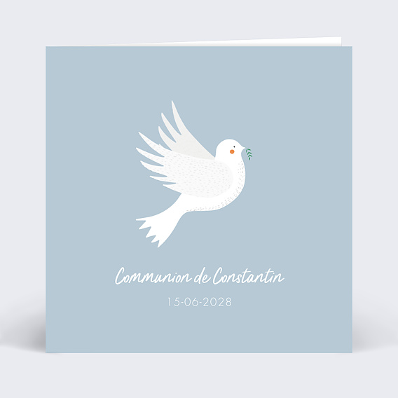 Faire-part communion Petite Colombe Recto
