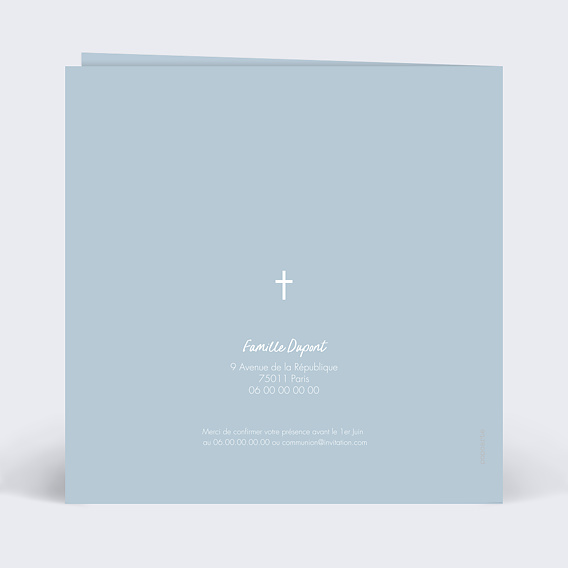 Faire-part communion Petite Colombe Verso