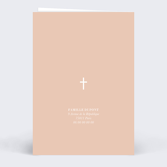 Faire-part communion Colombe Lettrine Verso