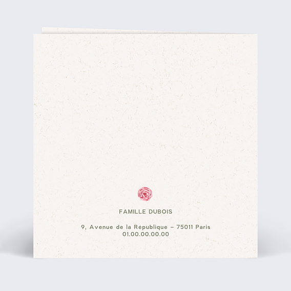 Faire-part communion Croix Fleurie Verso