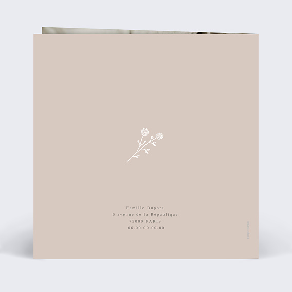 Faire-part communion Colombe au Crayon Verso