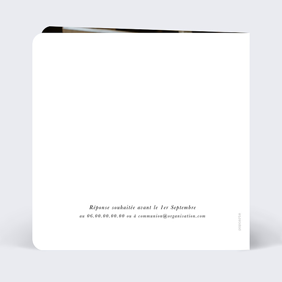 Faire-part communion Couronne Ovale Fleurie Verso