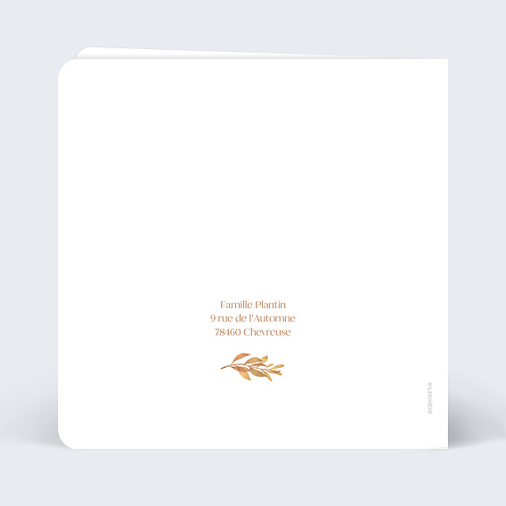 Faire-part communion Flower of Fall Verso