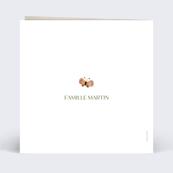 Faire-part communion Papillon et Fleurs Communion Verso