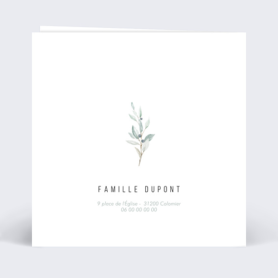 Faire-part communion Petite Croix Verso