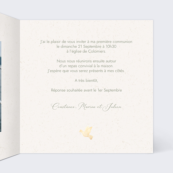 Faire-part Communion Croix Fleurie