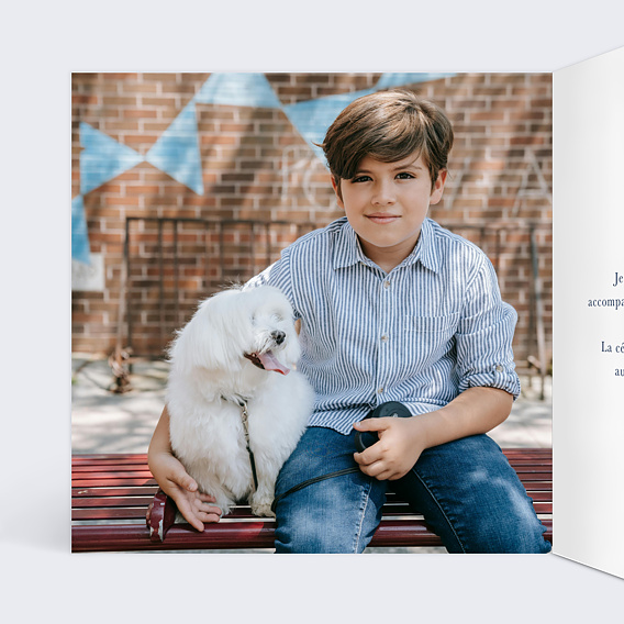 Faire-part communion Couronne végétale Intérieur Gauche