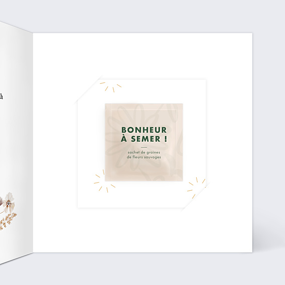 Faire-part Communion Couronne de Fleurs Sauvages Graines
