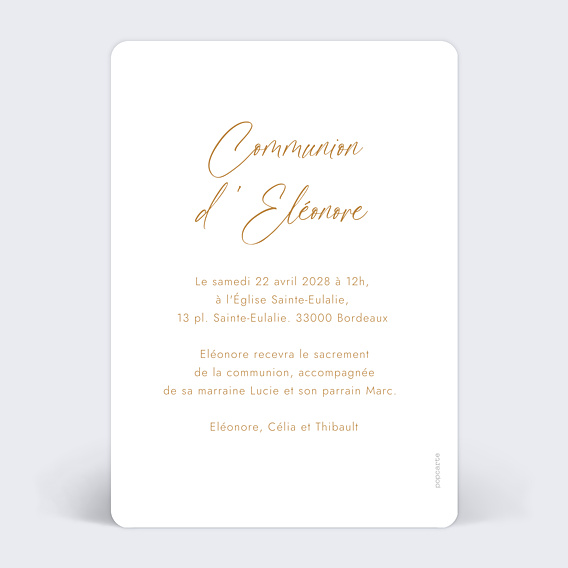 Faire-part Communion Date Épurée