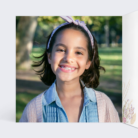 Faire-part communion Petit Bouquet Champêtre Intérieur Gauche