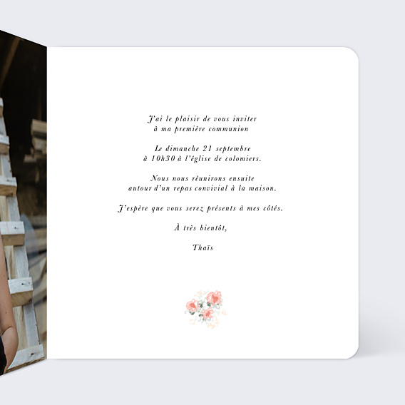 Faire-part Communion Couronne Ovale Fleurie