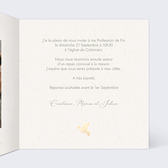 Faire-part Communion Croix Fleurie Profession de Foi