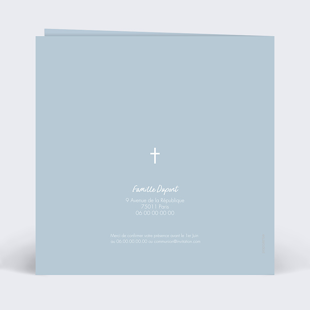 Faire-part Communion Petite Colombe Verso