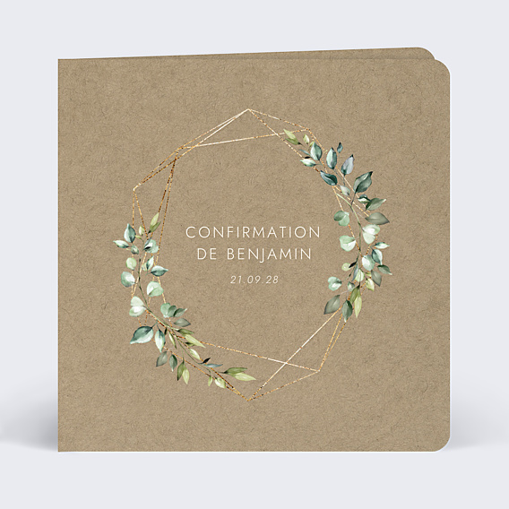 Faire-part Communion Nature Kraft Confirmation