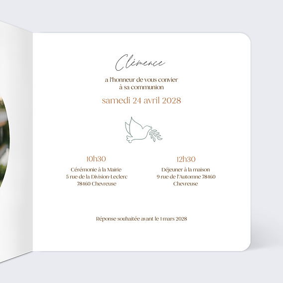 Faire-part communion Flower of Fall Intérieur Droit