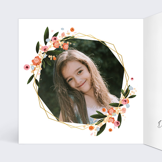 Faire-part communion Hexagone Champêtre Intérieur Gauche