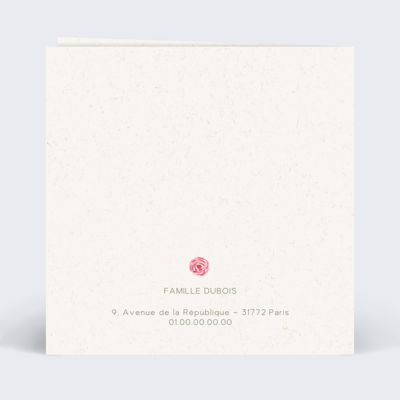 Faire-part communion Croix Fleurie Profession de Foi Verso