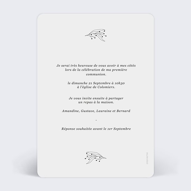 Faire Part Communion Delicate Lumiere Popcarte