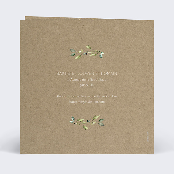 Faire-part communion Nature Kraft Verso