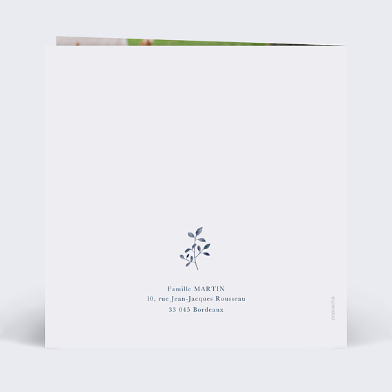 Faire-part communion Couronne classique bleue Verso