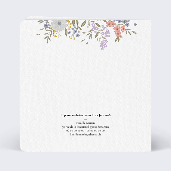 Faire-part communion Idylle Bucolique Verso